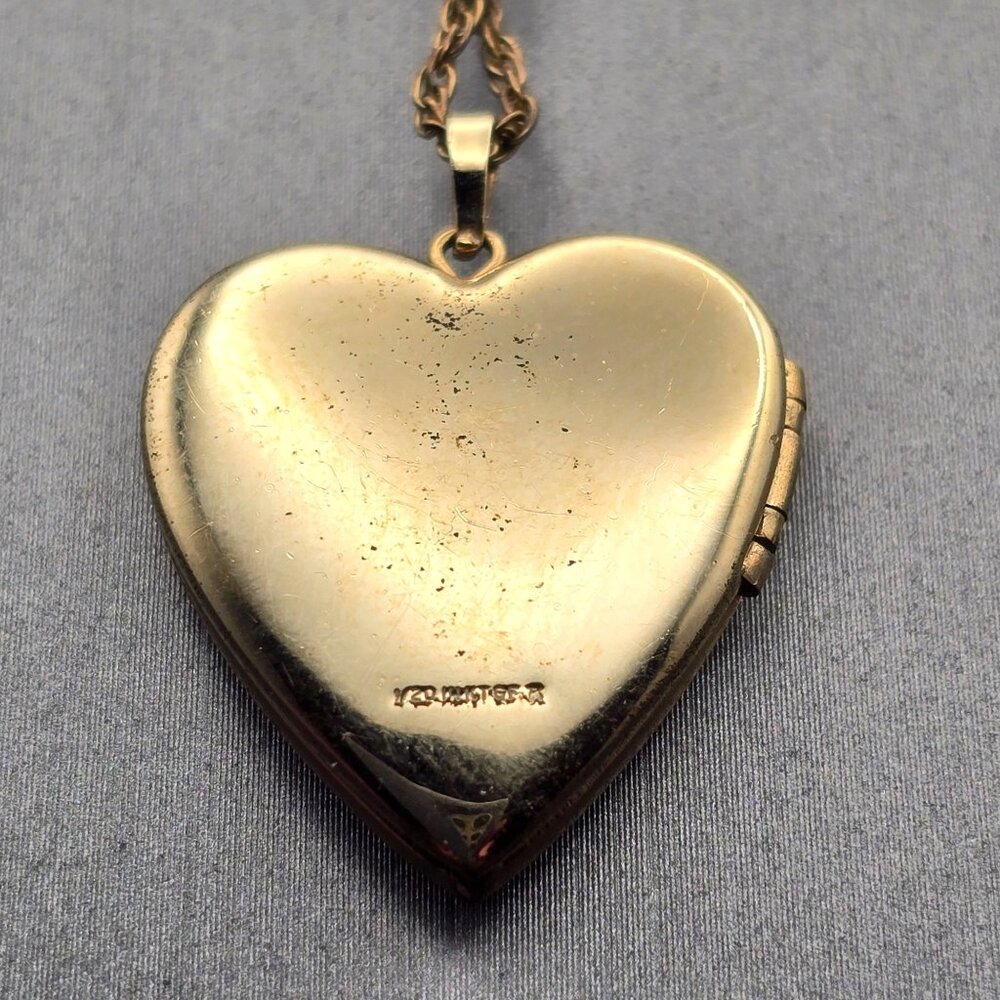 VTG Tru-Kay Gold-Filled 3 Photo Heart MOM Locket Pendant Necklace 20" Engraved - Picture 7 of 14